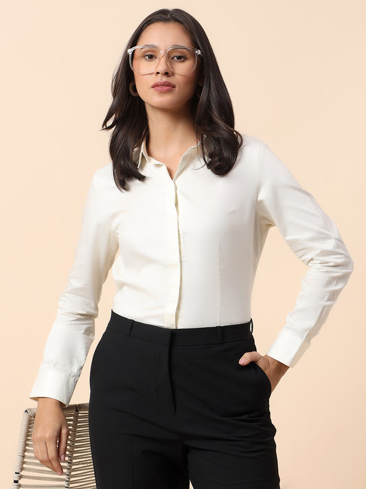 Shirt for Women l Breathable & Soft with Color Fastness Regular Fit Cotton Fabric Solid Pattern