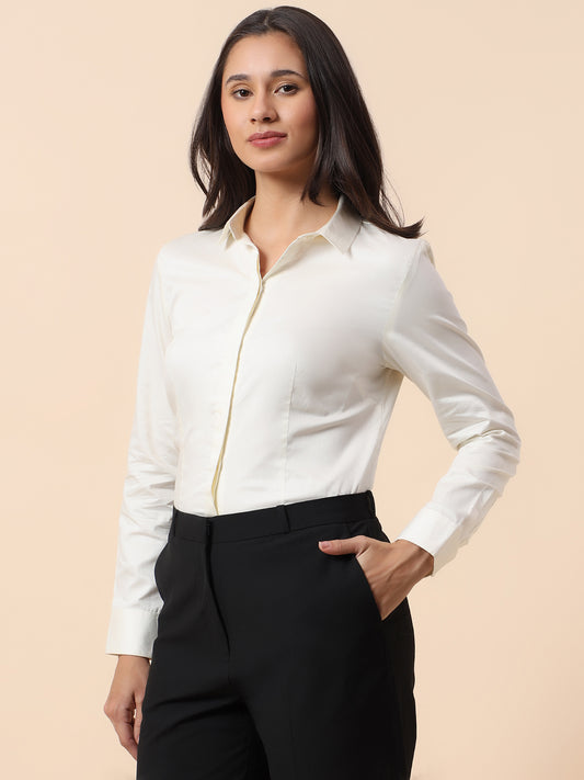 Shirt for Women l Breathable & Soft with Color Fastness Regular Fit Cotton Fabric Solid Pattern