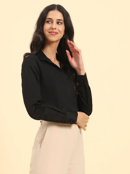 Shirt for Women l Breathable & Soft with Color Fastness Regular Fit Cotton Fabric Solid Pattern