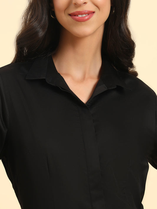 Shirt for Women l Breathable & Soft with Color Fastness Regular Fit Cotton Fabric Solid Pattern