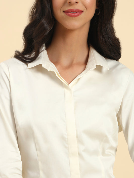 Shirt for Women l Breathable & Soft with Color Fastness Regular Fit Cotton Fabric Solid Pattern