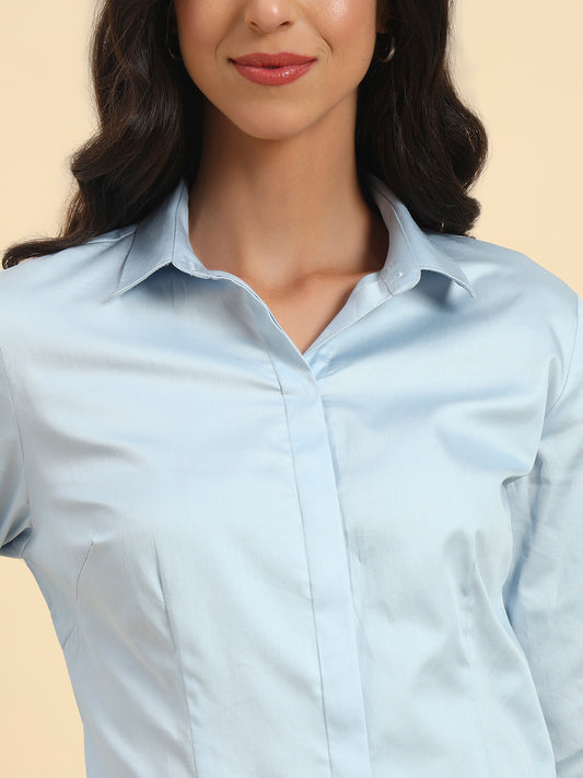 Shirt for Women l Breathable & Soft with Color Fastness Regular Fit Cotton Fabric Solid Pattern
