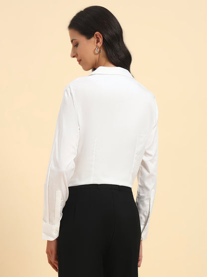 Shirt for Women l Breathable & Soft with Color Fastness Regular Fit Cotton Fabric Solid Pattern