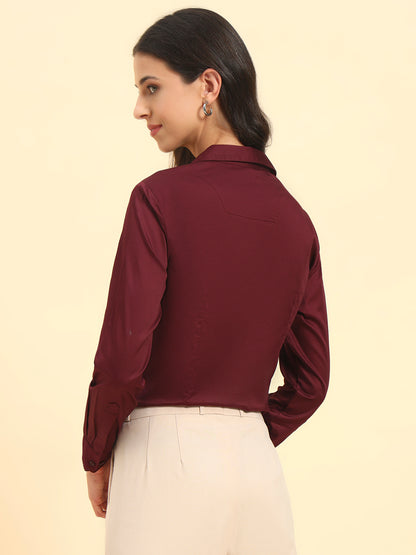 Shirt for Women l Breathable & Soft with Color Fastness Regular Fit Cotton Fabric Solid Pattern