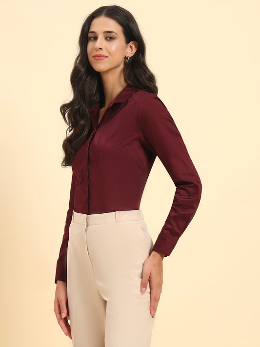 Shirt for Women l Breathable & Soft with Color Fastness Regular Fit Cotton Fabric Solid Pattern