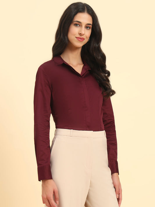 Shirt for Women l Breathable & Soft with Color Fastness Regular Fit Cotton Fabric Solid Pattern