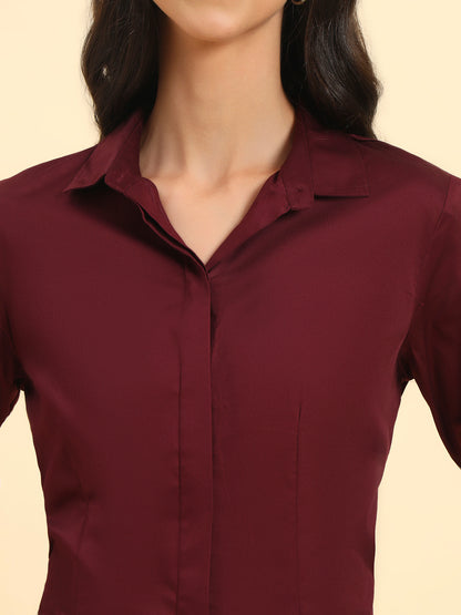 Shirt for Women l Breathable & Soft with Color Fastness Regular Fit Cotton Fabric Solid Pattern