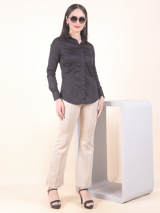 Formal Shirt for Women l Breathable & Soft with Color Fastness Regular Fit Cotton Fabric Solid Pattern