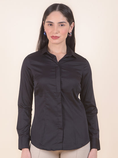 Formal Shirt for Women l Breathable & Soft with Color Fastness Regular Fit Cotton Fabric Solid Pattern