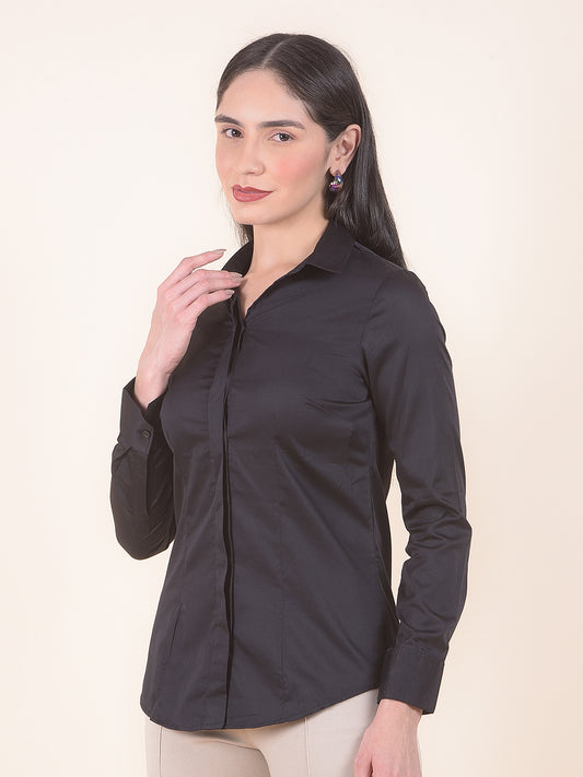 Formal Shirt for Women l Breathable & Soft with Color Fastness Regular Fit Cotton Fabric Solid Pattern