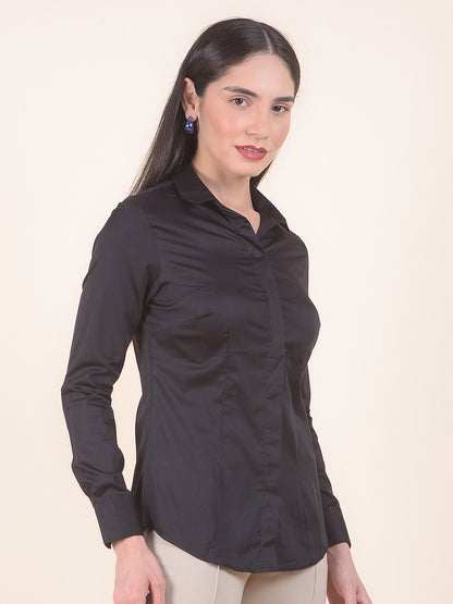 Formal Shirt for Women l Breathable & Soft with Color Fastness Regular Fit Cotton Fabric Solid Pattern
