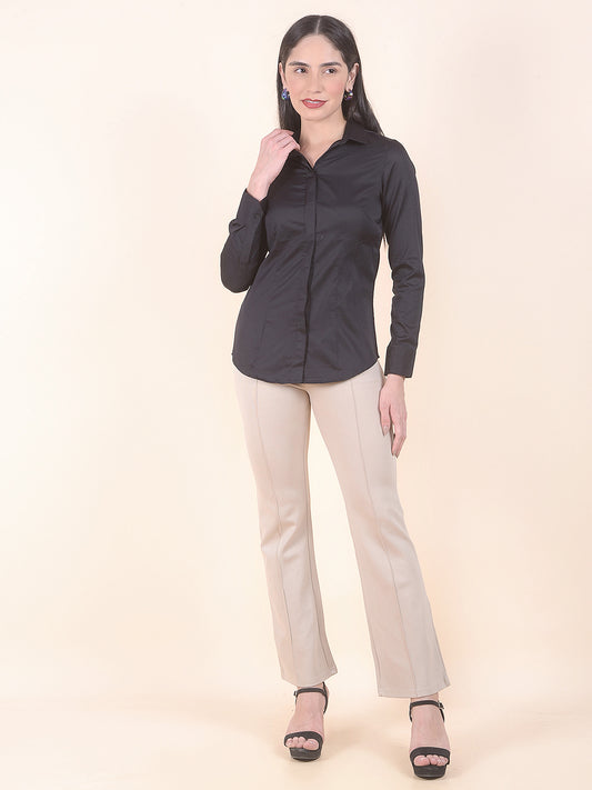 Formal Shirt for Women l Breathable & Soft with Color Fastness Regular Fit Cotton Fabric Solid Pattern