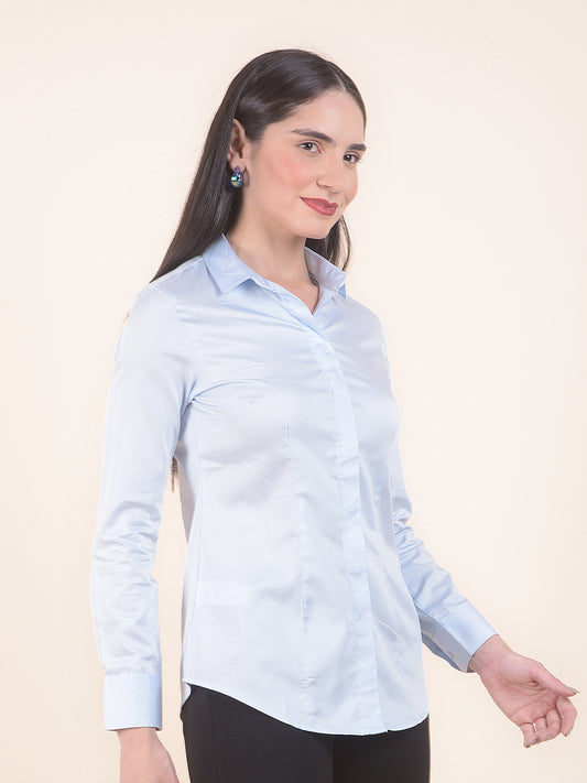 Formal Shirt for Women l Breathable & Soft with Color Fastness Regular Fit Cotton Fabric Solid Pattern