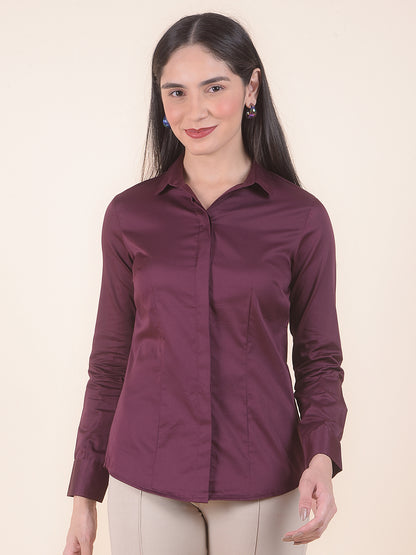 Formal Shirt for Women l Breathable & Soft with Color Fastness Regular Fit Cotton Fabric Solid Pattern