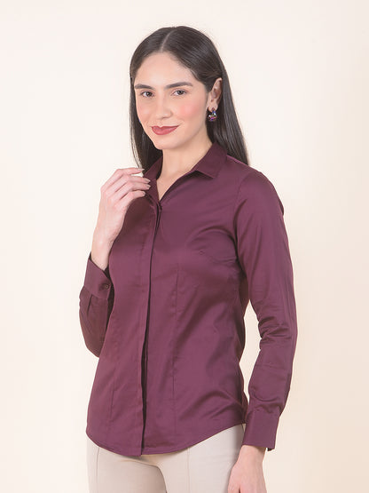 Formal Shirt for Women l Breathable & Soft with Color Fastness Regular Fit Cotton Fabric Solid Pattern