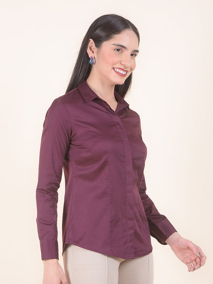 Formal Shirt for Women l Breathable & Soft with Color Fastness Regular Fit Cotton Fabric Solid Pattern