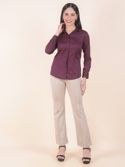 Formal Shirt for Women l Breathable & Soft with Color Fastness Regular Fit Cotton Fabric Solid Pattern