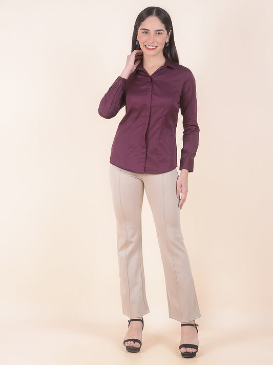 Formal Shirt for Women l Breathable & Soft with Color Fastness Regular Fit Cotton Fabric Solid Pattern