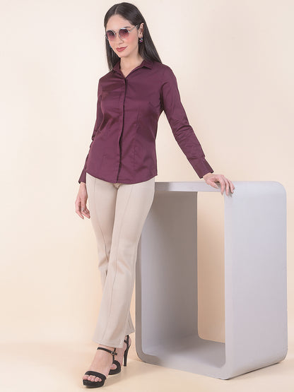 Formal Shirt for Women l Breathable & Soft with Color Fastness Regular Fit Cotton Fabric Solid Pattern