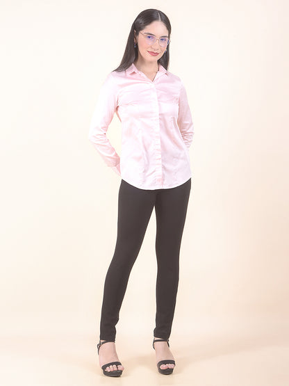 Formal Shirt for Women l Breathable & Soft with Color Fastness Regular Fit Cotton Fabric Solid Pattern