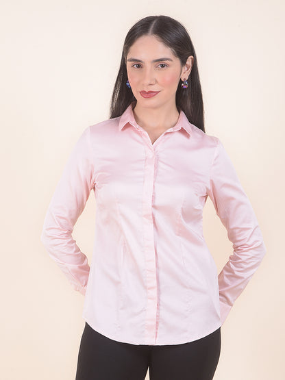 Formal Shirt for Women l Breathable & Soft with Color Fastness Regular Fit Cotton Fabric Solid Pattern