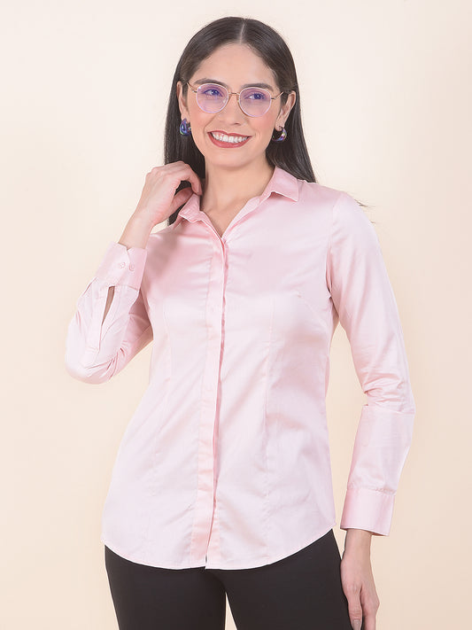 Formal Shirt for Women l Breathable & Soft with Color Fastness Regular Fit Cotton Fabric Solid Pattern