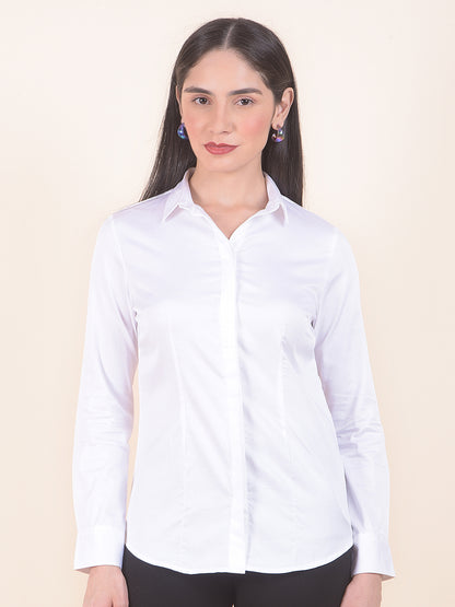Formal Shirt for Women l Breathable & Soft with Color Fastness Regular Fit Cotton Fabric Solid Pattern