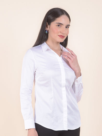 Formal Shirt for Women l Breathable & Soft with Color Fastness Regular Fit Cotton Fabric Solid Pattern