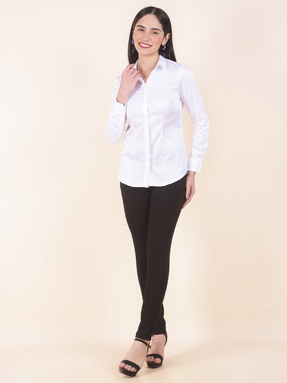 Formal Shirt for Women l Breathable & Soft with Color Fastness Regular Fit Cotton Fabric Solid Pattern