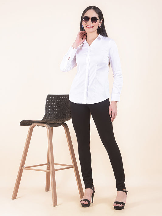 Formal Shirt for Women l Breathable & Soft with Color Fastness Regular Fit Cotton Fabric Solid Pattern