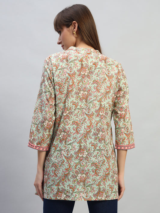 Women's Printed Multi V-Neck 3/4th Sleeves Casual Short Kurti