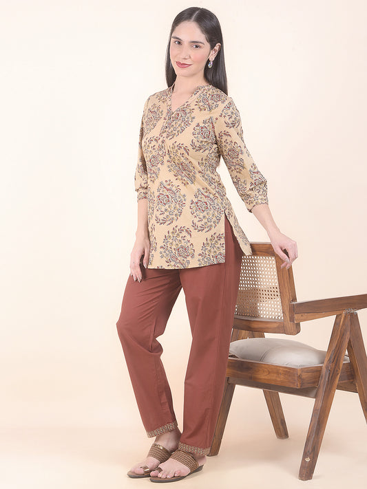 Kurti for Women l Breathable & Soft with Color Fastness Regular Fit Printed Pattern