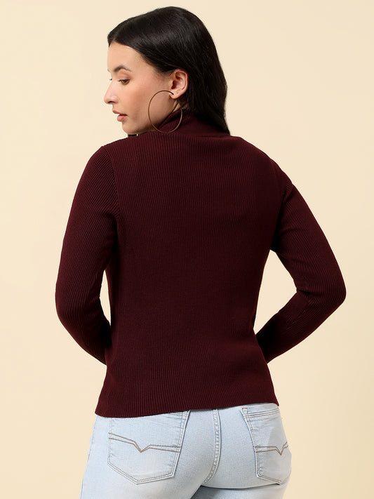 Skeevi for Women | Winter Wear Nylon Vicose Fabric High Neck Regular Fit Solid Pattern