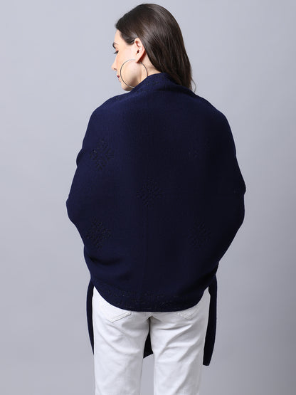 Women's Casual  Navy Self design Jacquard  Stole
