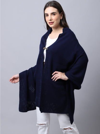 Women's Casual  Navy Self design Jacquard  Stole