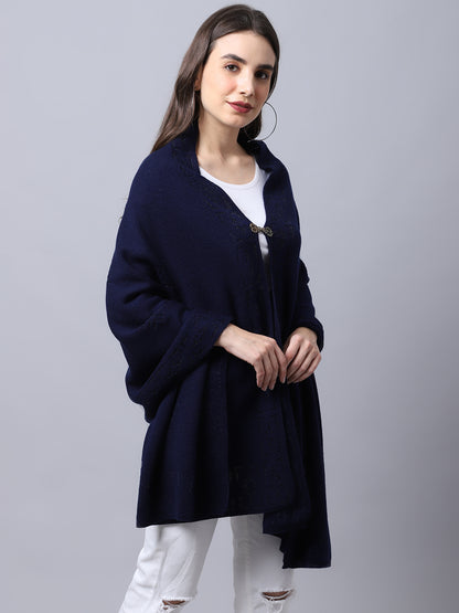 Women's Casual  Navy Self design Jacquard  Stole