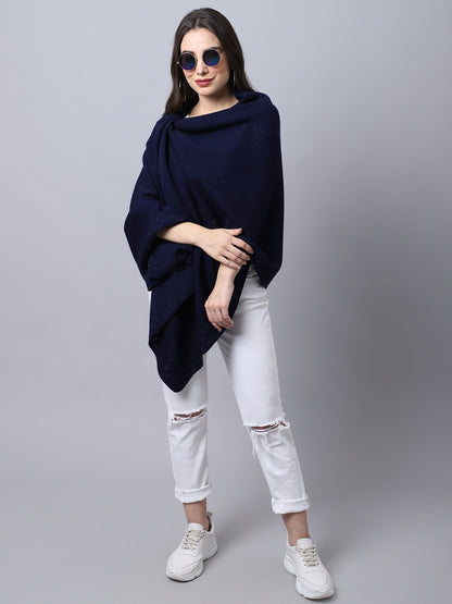 Women's Casual  Navy Self design Jacquard  Stole