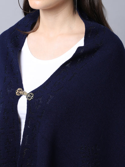 Women's Casual  Navy Self design Jacquard  Stole