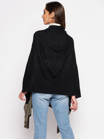Women's Casual Black Jacquard Pattern Stole