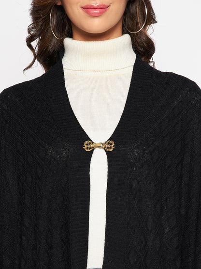 Women's Casual Black Jacquard Pattern Stole