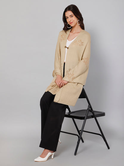 Women's Casual  Beige Self Floral jacquard pattern  Stole