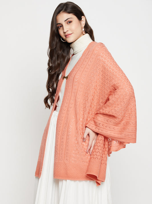 Women's Casual  Pink All over Pointelle pattern  Stole