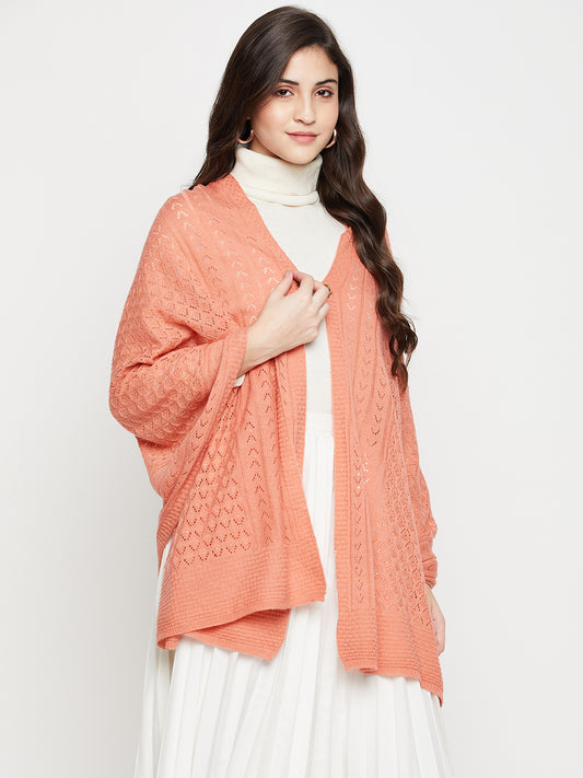 Women's Casual  Pink All over Pointelle pattern  Stole