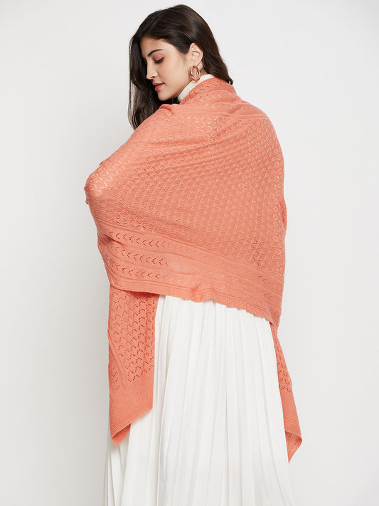 Women's Casual  Pink All over Pointelle pattern  Stole