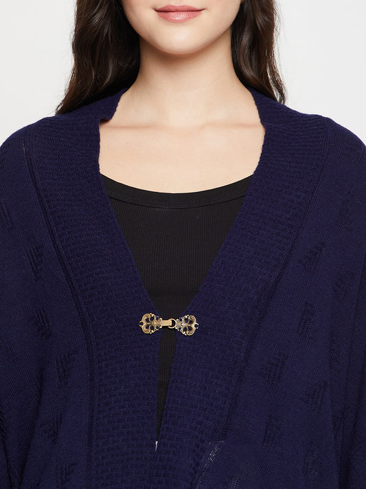 Women's Casual  Navy Jacquard Pattern  Stole