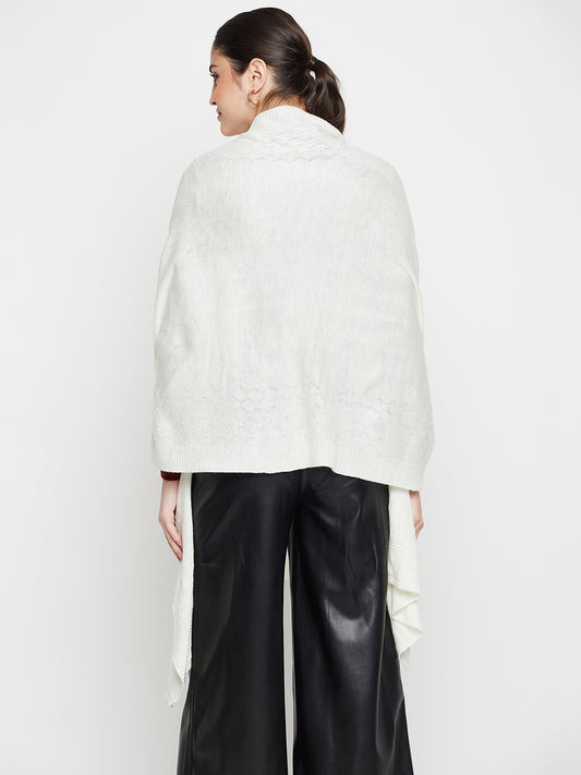 Women's Casual  Ivory Self Geometric Jacquard pattern  Stole