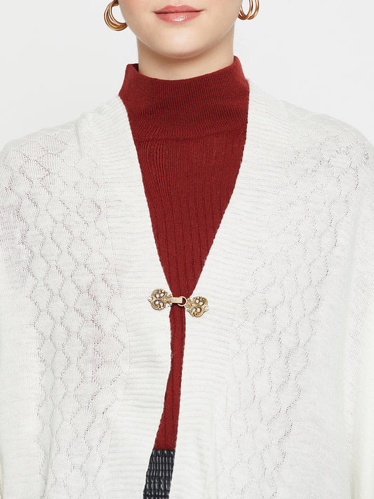 Women's Casual  Ivory Self Geometric Jacquard pattern  Stole