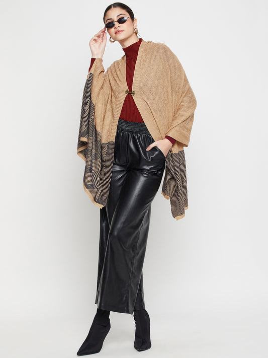 Women's Casual Beige Jacquard Pattern Stole