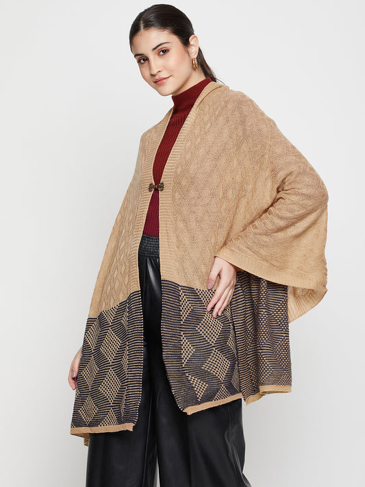 Women's Casual Beige Jacquard Pattern Stole