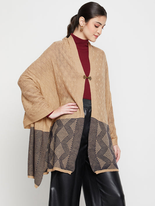 Women's Casual Beige Jacquard Pattern Stole